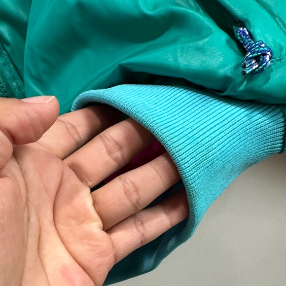 Bold Pink Puffer Jacket with Blue and Green Details - Picture 11 of 14
